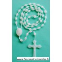 Rosary necklace fluorescent white Lourdes