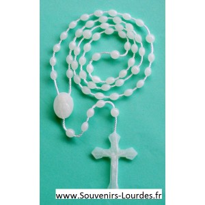 Rosario collar de Lourdes blanco fluorescente