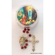 Rosewood Rosary and Lourdes water.