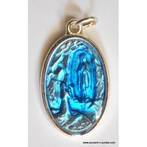 Azul medalla de esmalte de Lourdes 22 mm