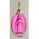 Virgin of Lourdes medal pink enamel