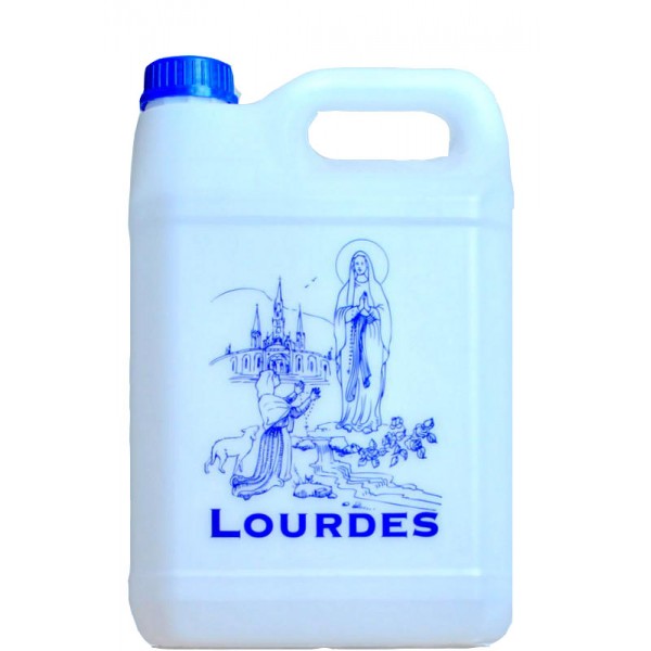 Bidon plastique de 5 litres d'eau de Lourdes.
