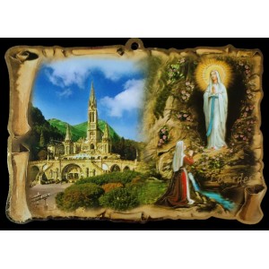 Cadre parchemin de l'Apparition de Lourdes
