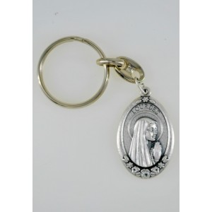 Porte-clés de Lourdes ovale métal